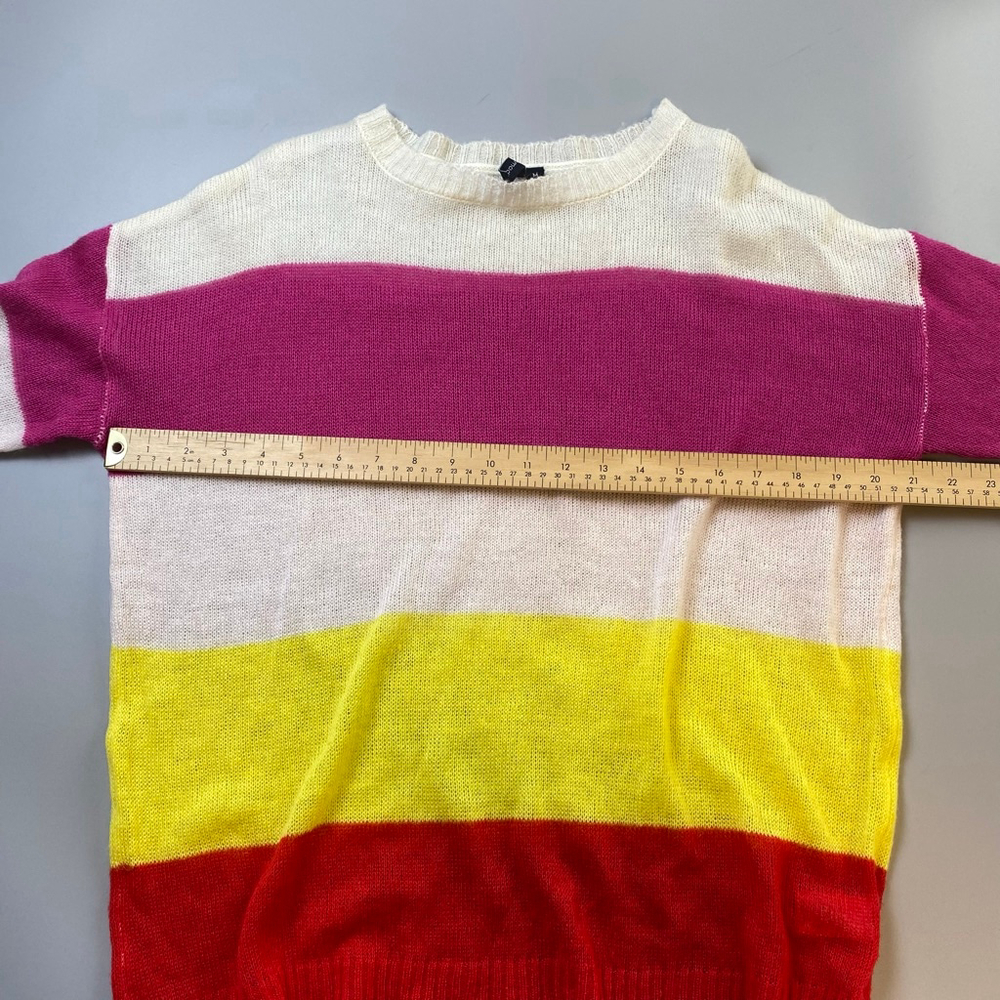 Moon & Madison Sweater Womens Medium Striped Color Block Indie Bright Soft Thin - Picture 5 of 14